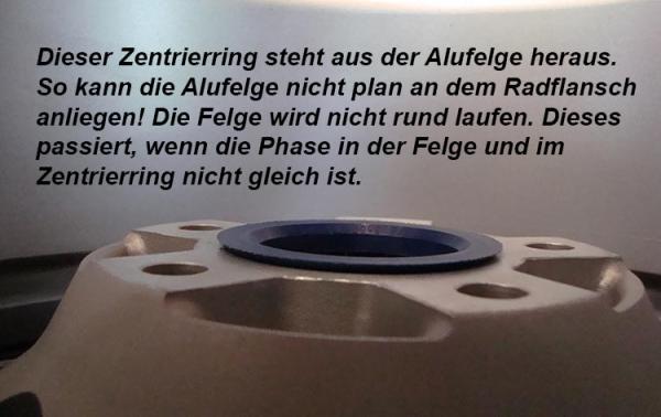 1 Stück Zentrierring - Außendurchmesser: 63,3 mm - Innendurchmesser: 56,1 mm - Farbe: Dunkelgrau